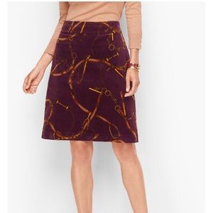 Talbots Equestrian Print Corduroy Burgundy Mini Skirt Size 6P NWT